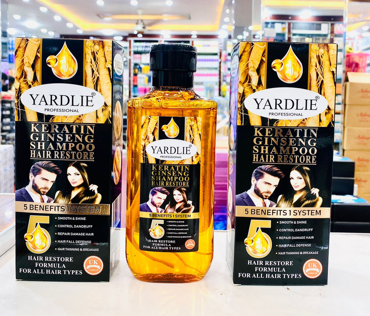 Yardlie Professional Keratin Ginseng Shampoo Hair Restore - 5 In 1 Anti Hair Loss & Dandruff Control